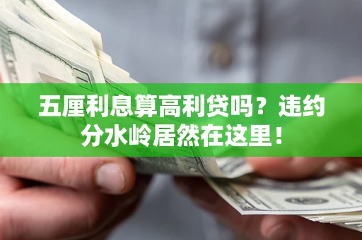 武汉五厘利息算高利贷吗？违约分水岭居然在这里！